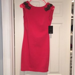Bright pink Zara bodycon dress